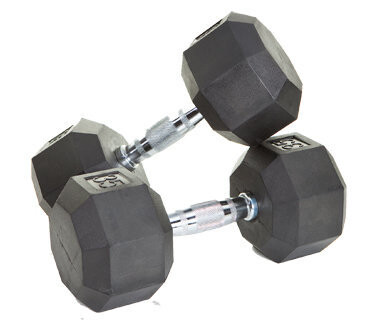 BODY-SOLID 8-Sided Rubber Encased Dumbbells