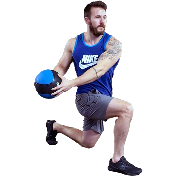 Accessories category: a man working out with a weight ball